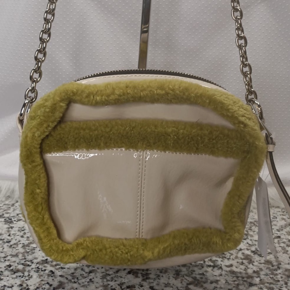 NWT Topshop Faux Fur Lime Green and cream crossbody bag